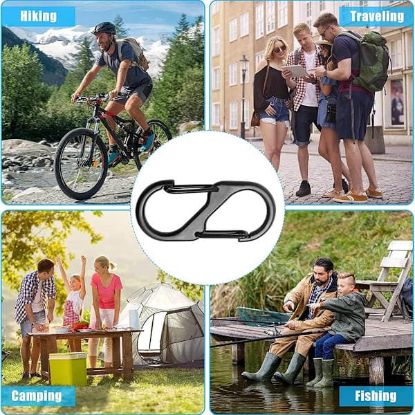 12-pack dubbel öppen karbinhake nyckelring - S-formad karbinhake - Nyckelring - Minikarbinhake