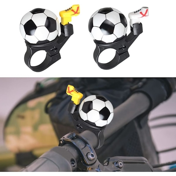 Cykelklocka, 2 st cykelklocka fotbollsdesign barncykelklocka med högt, skarpt och klart ljud, cykeltillbehör för barn pojkar