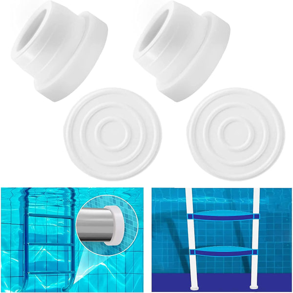 4 st pooltrap bumpers för inground pool, vita gummibumpers för inground pool stegar passar 1,90 pool stegar