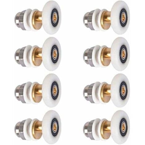27 mm brusedørsruller – Sæt med 8 ruller i nylon og kobber – Til skydedøre og buede døre – Nem installation