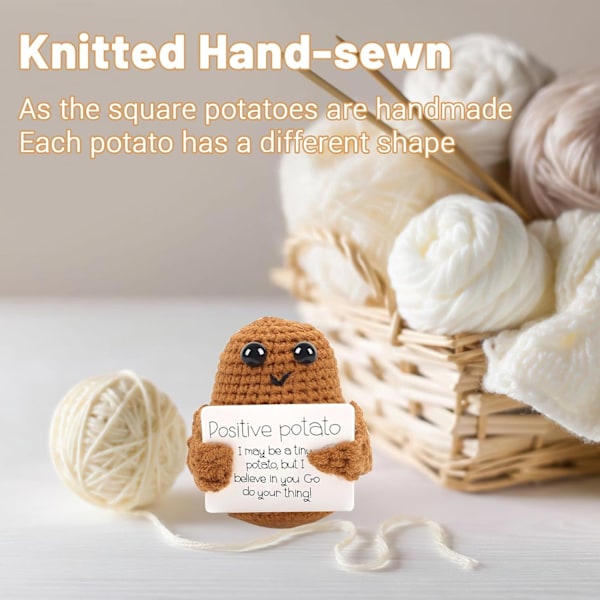 Mini Positiv Potatis Rolig Docka 7.5cm, Positiv Potatis Docka, Positiv Potatis Rolig, Fickkram Mini Kreativ Söt Stickad Plysch