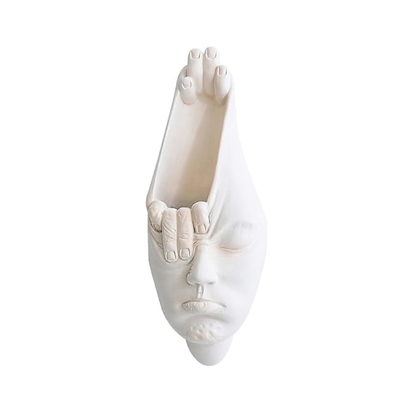 2023 Figur Blomkruka Resin Planter Nordisk Vit Abstrakt Konst Väggdekoration Karaktär Ansikte Vas White style 1
