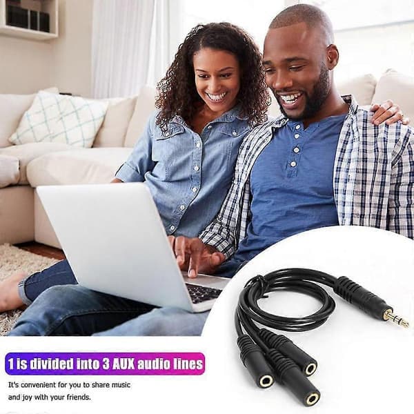 Hovedtelefon Splitter 3.5mm Forlængerkabel Audio Stereo 3.5mm 3 Porte 3.5mm