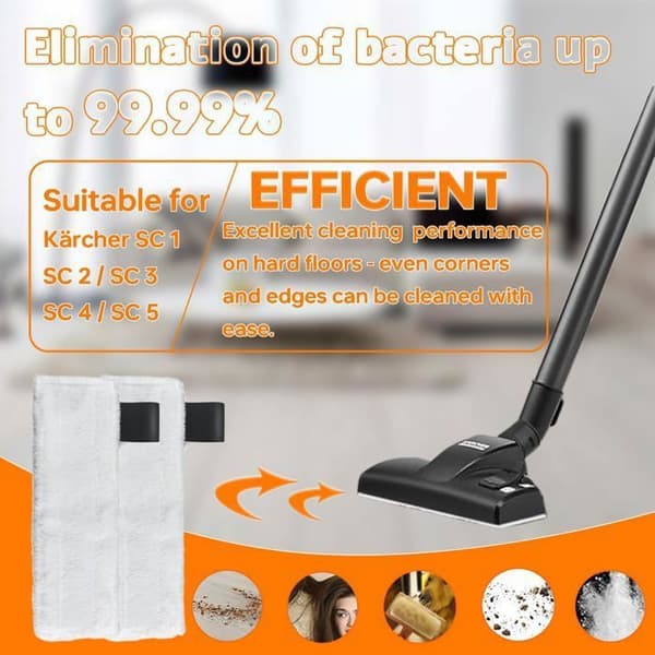 Förpackning med 5 mikrofiberrengöringsdynor för Easy Fix SC1 SC2 SC3 SC4 SC5 ångrengörare