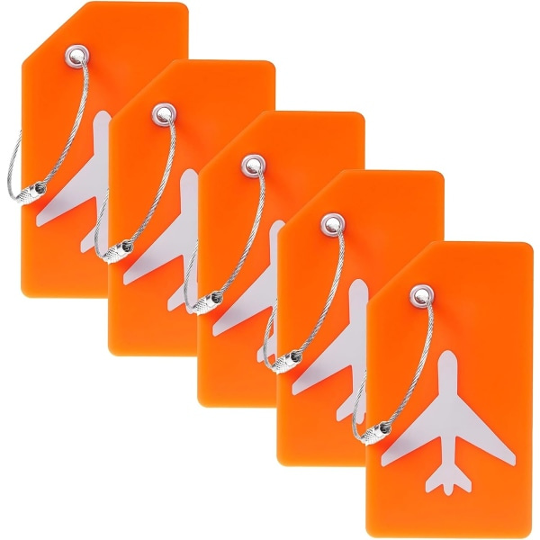 5 kpl silikonisia matkatavaramerkkejä matkalaukkuihin, käsilaukkuihin, koululaukkuihin, soitinkoteloihin (oranssi)