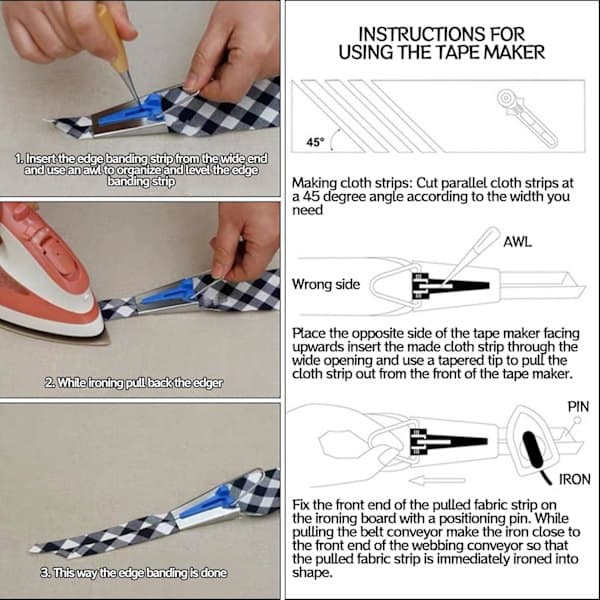 4 stk. Bias Tape Maker Sæt, Holdbar Hård Plast og Rustfrit Stål, Syning Binding Quilting Værktøjer, Perfekt til DIY Patchwork Kunst og Håndværk