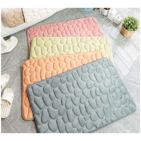 Absorberende, sklisikker badematte av polyesterfiber – Korallfleece-stoff – Sklisikker SBR-bakside – 40 x 60 cm