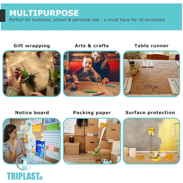 ECO Kraftpapper (440mm x 10m) - Biologiskt nedbrytbart & Återvinningsbart - Multifunktionell presentpappersrulle med en Premium & Rustik finish - Idealisk för presentinslagning 44cm*10m