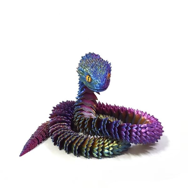 3D-printet slange, 45 cm, fleksibel slange fidget leke, realistisk slangeleke, falsk 3D-printet plastslange slangemodell, kontor, dekorasjoner Dazzling colour