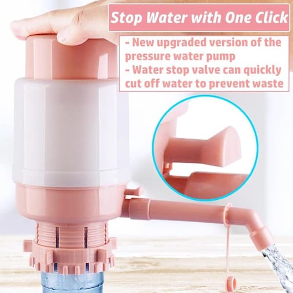 Universal vattenpump - Bärbar handpump - Med extra kort slang och vattenflasklock