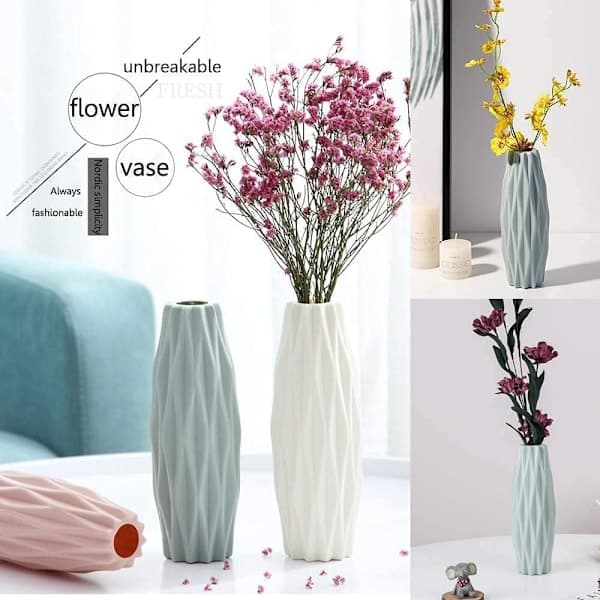 3-pack Elegant Design Plastvas - Modern Dekorativ Plastvas för Inomhus Sovrum Vardagsrum Balkong Bröllopsbord (3 Färger, 21 cm)