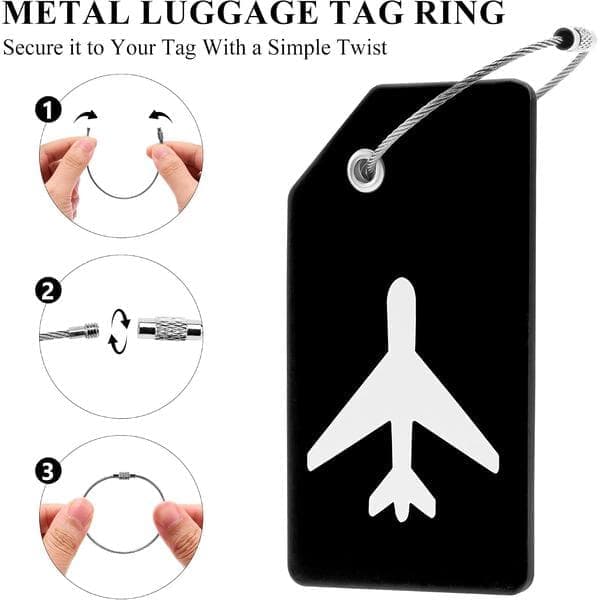 5-pack bagagebrickor i silikon för resväskor med ögla i rostfritt stål, TSA-godkända, integritetsskydd, resetillbehör, bagagebrickor