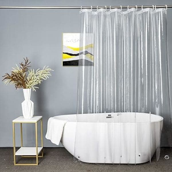 Extra långt transparent duschdraperi 180x200cm, Transparent