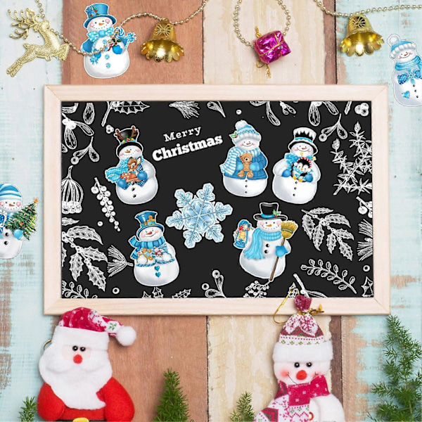 24 st/set Snögubbe Snöflinga Utstansningar Kylskåpsmagnet Jul Vinter Vägg Fönster Svarta tavlan Anslagstavla Kylskåpsmagnet Hemmakontor Kök Dekor
