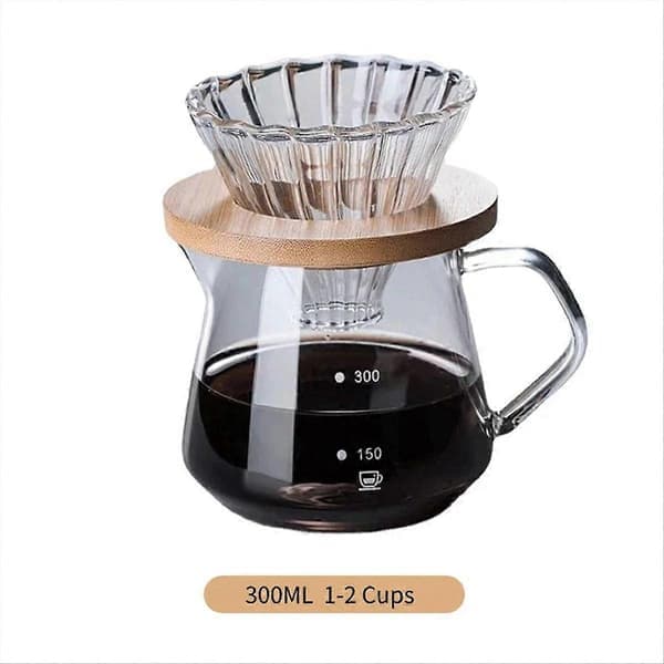 Pour Over Kaffebryggare Set, Glaskanna Kaffe, 300 ml