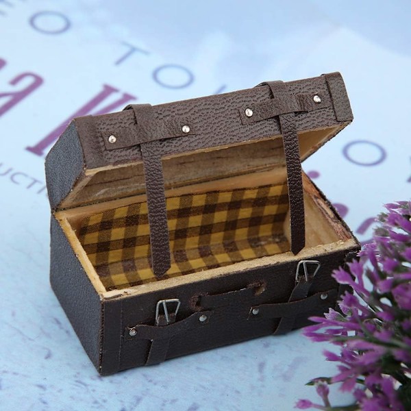 1:12 Pienoiskoossa oleva vintage-matkalaukku, nukkekodin mini klassinen matkalaukku, retro-matkalaukku, nukkekodin tarvike