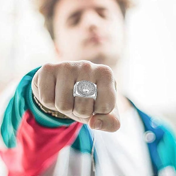 Ringer For Menn Hip Hop Sølv Kongekrone Knust Hjerte Fingerring