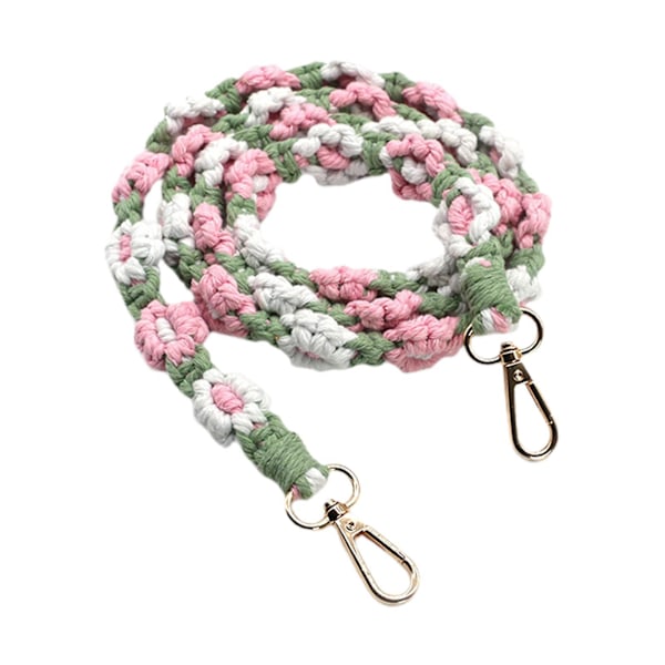 Blomst Vevd Telefonstropp Lanyard Crossbody Skulderstropp for Kvinner Nøkkelring Stil C