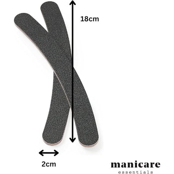 2-pak buede neglefile, boomerangform for nem brug, sorte smergellærreder, naturlige og kunstige negle, dobbeltsidet medium korn