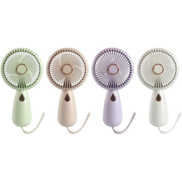 Mini bærbar USB oppladbar vifte med snor for reiselommevifte - Beige