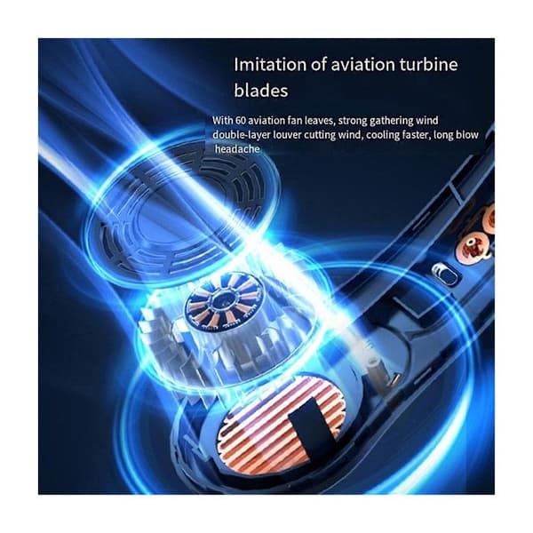 Bærbar bladløs mini halsventilator, USB genopladelig, blå