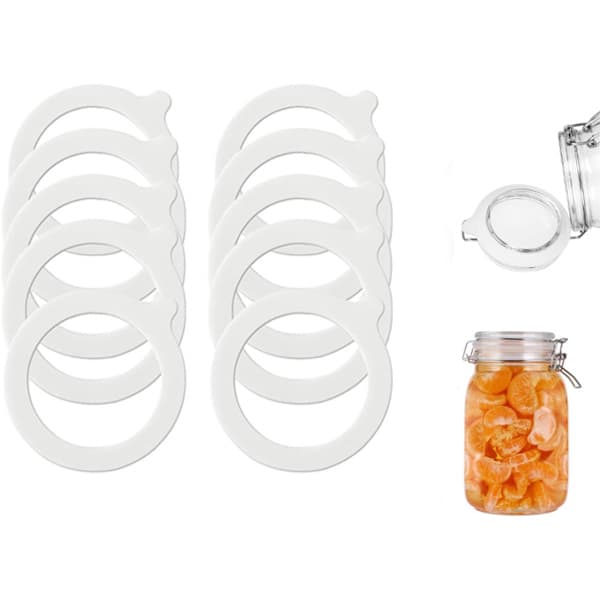Silikone udskiftningsringe - 10 stk. - Silikoneringe - 70 mm x 95 mm - Hvid