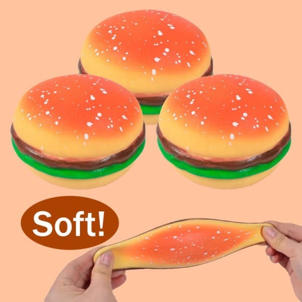 Burger Stressball 3D Squishy Hamburger Fidget Leker Silikon Dekompresjon Silikon Klemme Fidget Ball Fidget Sensorisk Leketøy