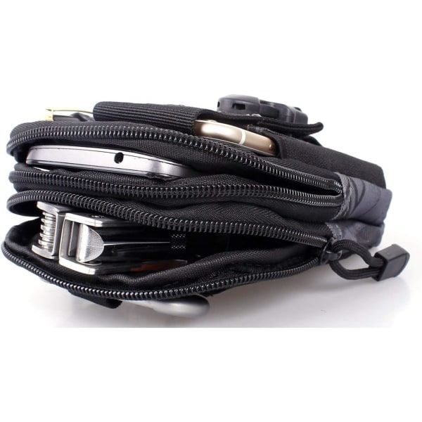 Kompakti vyölaukku, Military Army EDC -vyötärölaukku, urheiluun, patikointiin ja retkeilyyn black python