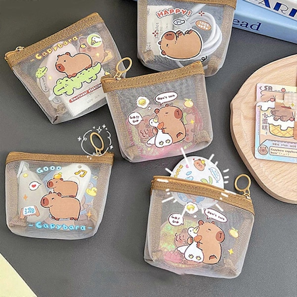 Söpö Vesimarsu Verkkokukkaro Kevyt Ja Hengittävä Kolikkopussi Säilytysjärjestäjä Kolikoiden Ja Pienten Esineiden Säilytykseen Crocodile Capybara