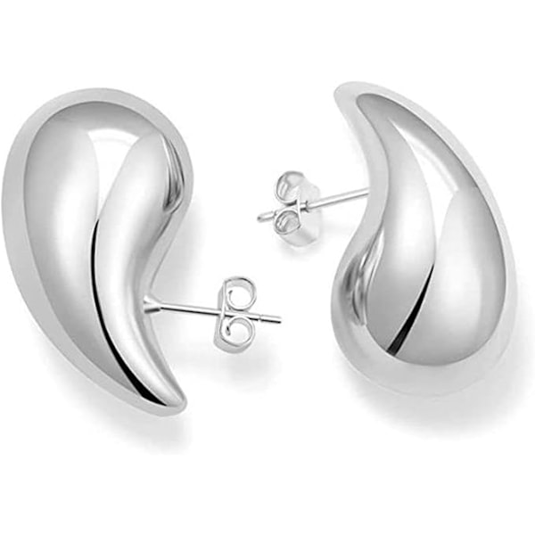 Dame Øreringe, 18K Guldbelagte Kraftige Hoop Øreringe, Allergivenlige Guld Øreringe, Hul Åben Hoop Form Letvægt #1 Plata