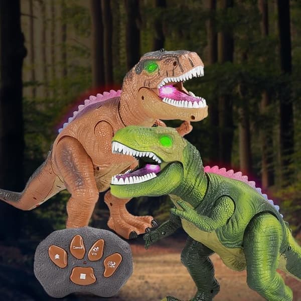 Dinosaurlegetøj - LED-lys lyser op - Går og brøler - Fjernstyret