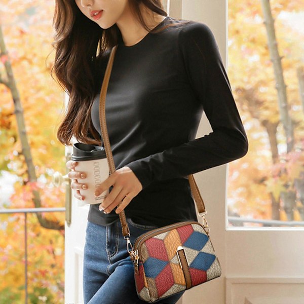 Reise Skulderveske Multifunksjonell Crossbody Messenger Sling Bag for Kvinner og Damer grå brun gray brown