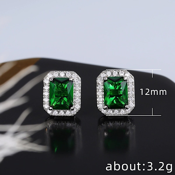 Sølv Ørestikker til Kvinder Piger, Dråbeformet Cubic Zirconia Ørestikker Sæt - Fine Brudeøreringe Smykker til Brude Brudepiger Green