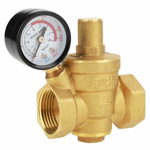 Tryckregulator, DN25 Justerbar Mässing Hållbar Vattentrycksreducerande Regulator + Metrisk Gänga (1.6MPa)