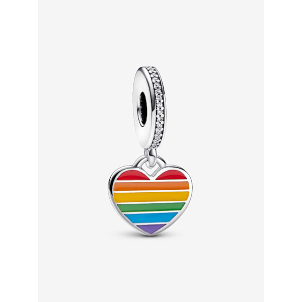 - Pride Rainbow Heart Dangle Charm - Sterling sølv