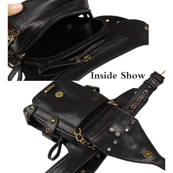 Taktisk Drop Leg Bag, Höftbälte Midja Axelväska Crossbody, Handväska Svart