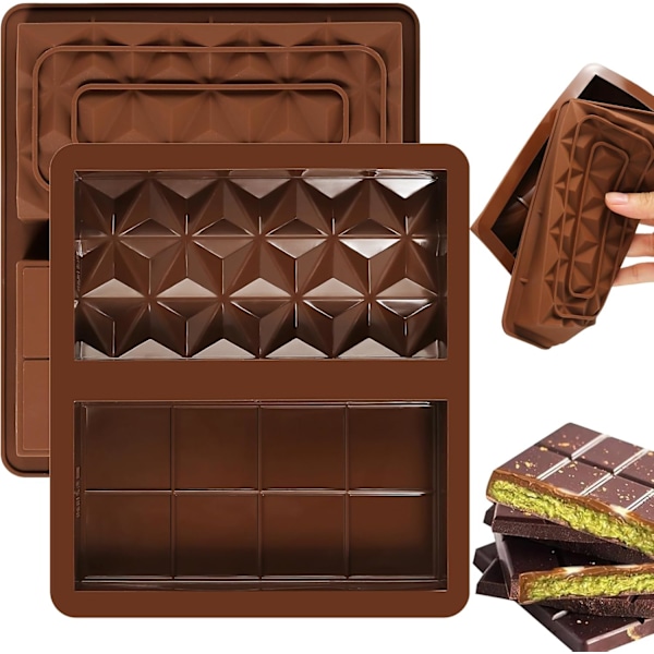 2 stycken djup chokladform silikon Dubai choklad chokladbräda 2 i 1 silikonform