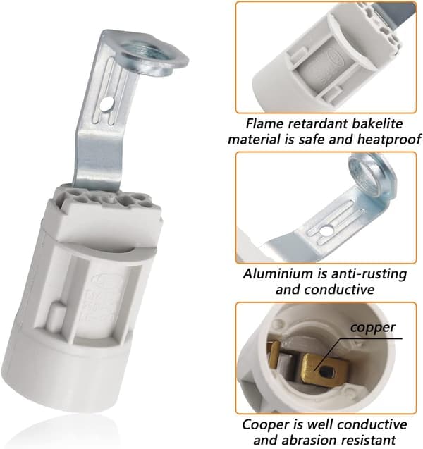 E14 lampeholder, vanlig justerbar lysekroneholder (12 stk.)