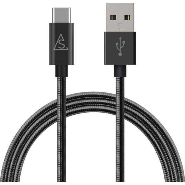 Smartline Edition Kabel USB-A/USB-C 2.0 Metall Svart 1m