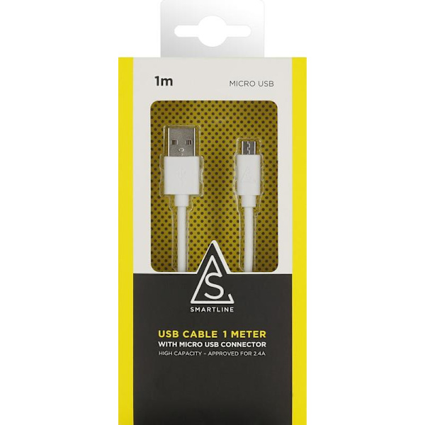 Smartline Micro-USB kabel 1m Vit