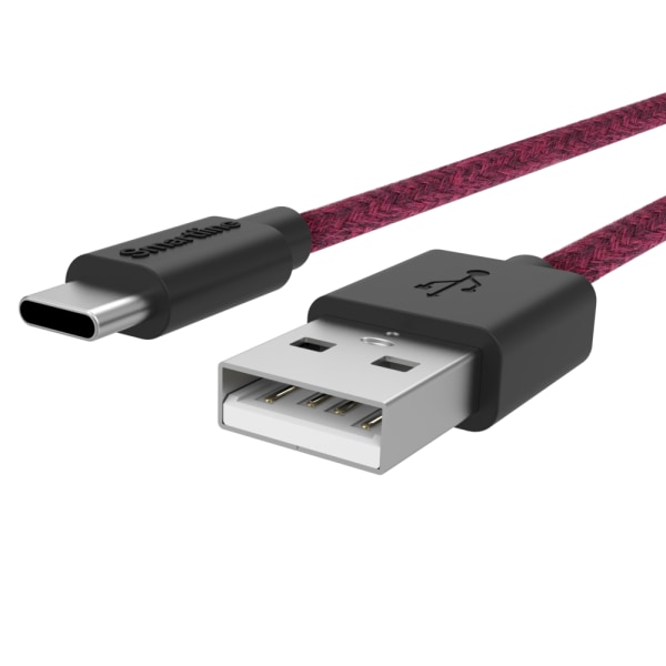 SmartLine USB-C/USB-A 2.0 cable 2m Fabric Dark Purple/Red
