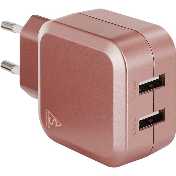 Smartline USB-laturi usealla pistorasia Vaaleanpunainen vaaleanpunainen