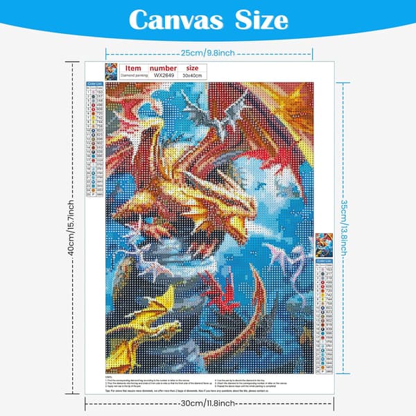 (30x40cm) Dinosaur Diamantmålning Kit, Full Diamantmålning, D