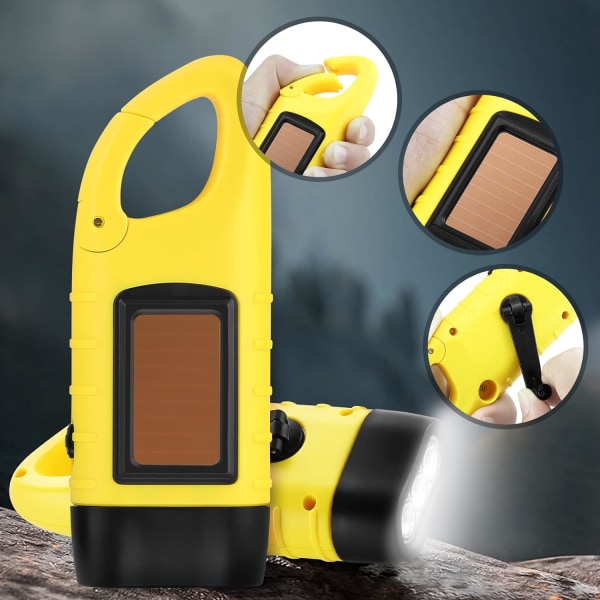 2-pack Solcellslampa - Gul, Laddningsbar Handvevlampa