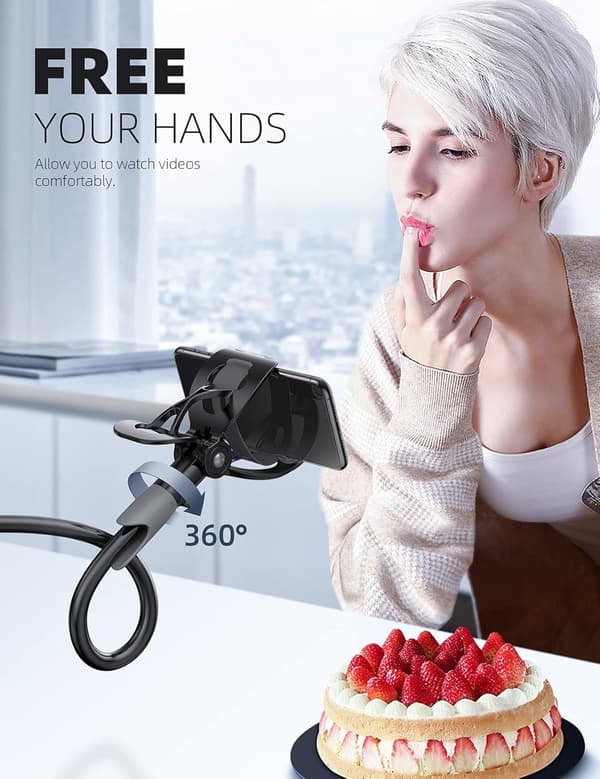 Telefonholder, Justerbar Holder - Universal 360° Rotationsholder til iPhone 14 Pro Max Plus, 13/12/11 Pro Max,