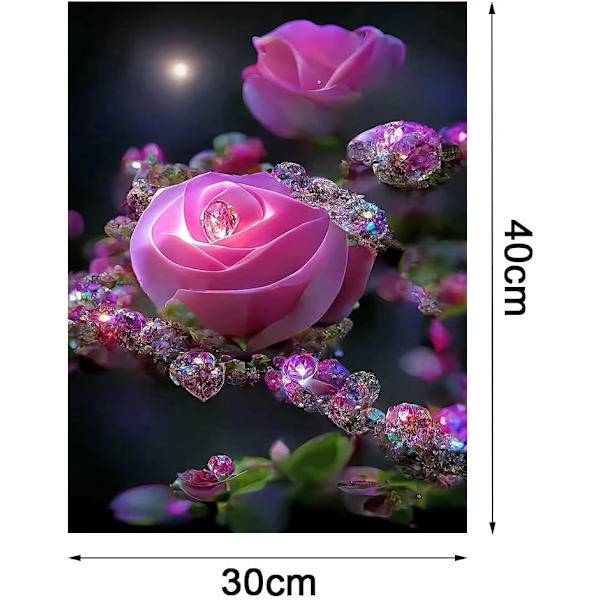 (Blommor Mörklila, 30X40CM) 5D diamantmålning kit, DIY col