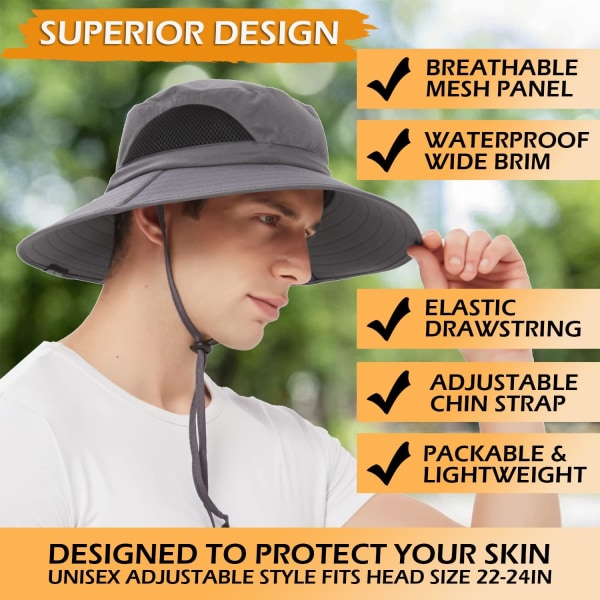 Solhatt för Herrar och Damer, Sommar, Anti-UV, Utomhusvandring, Bucket Hat, Vikbar