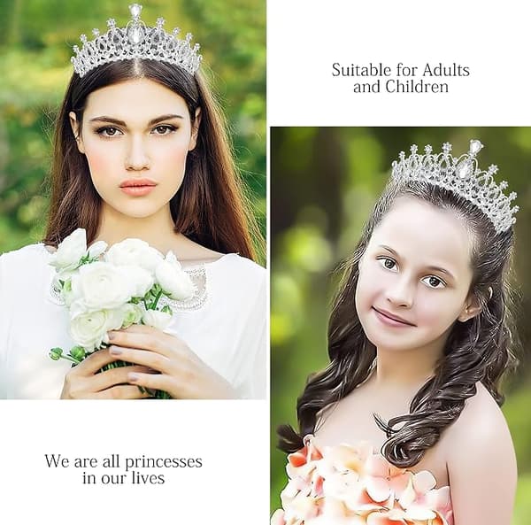 Tiara krystallkrone med kam med rhinsteiner for brudekrone, bryllup