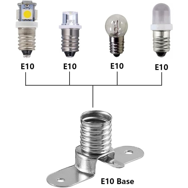 10 st E10 LED-lamphållare med skruvfäste för elektriska tester