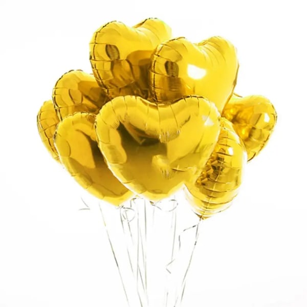 25 Stk Hjerteballon (Guld) Helium Romantisk Dekoration til Valent